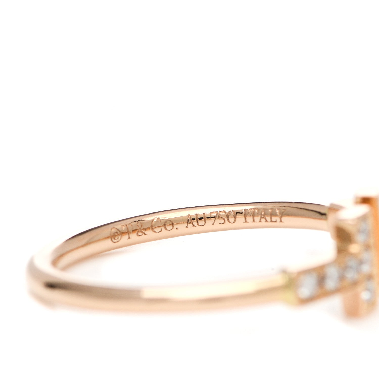 Tiffany 18K Rose Gold Diamond T Wire Ring 54 7 4 of 4