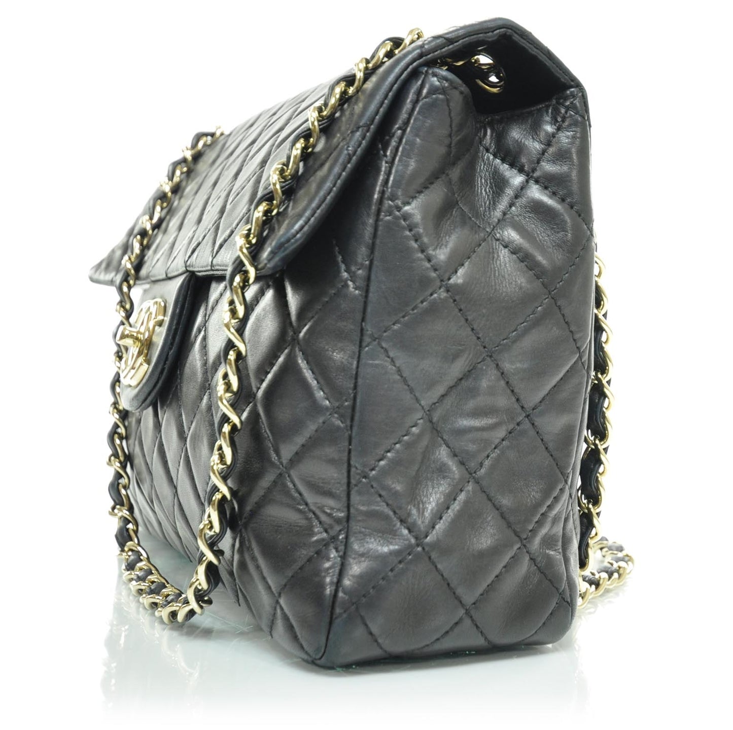 Lambskin Quilted Maxi Flap Black