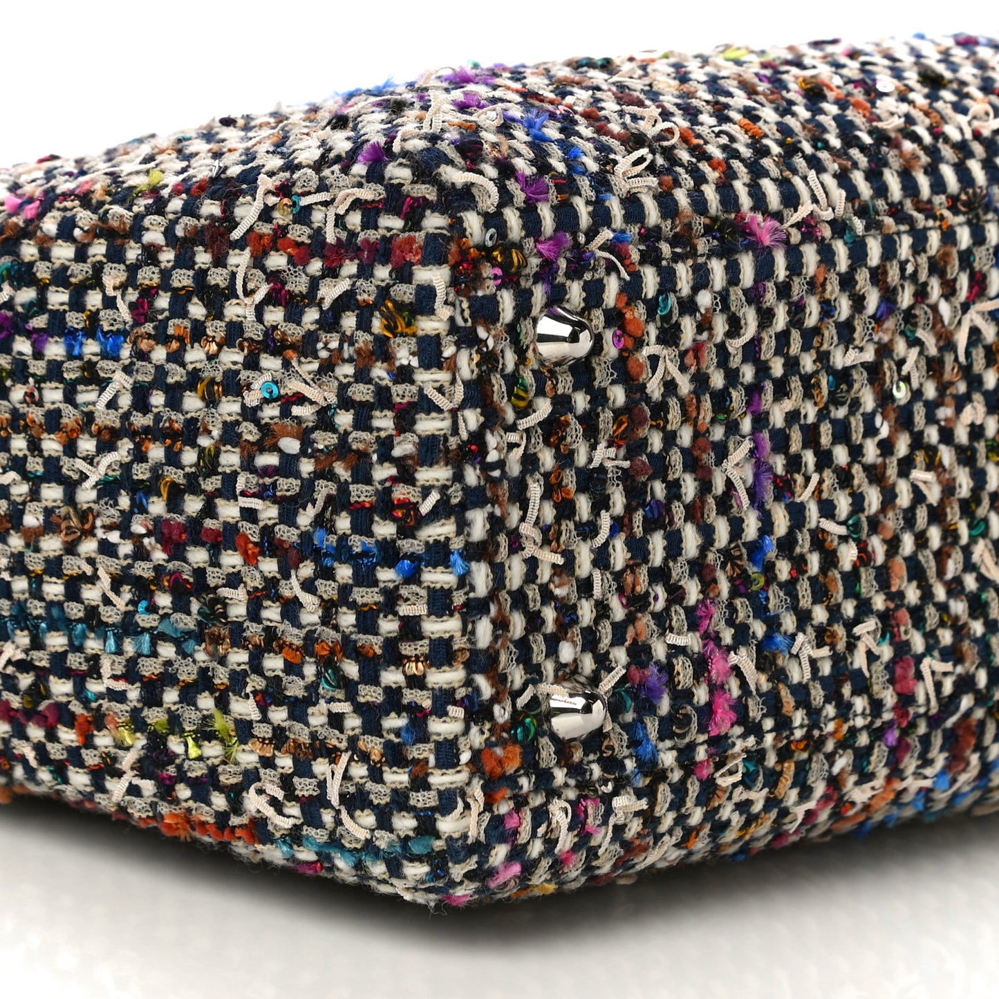 Tweed Embroidered Fringe Large Lady Dior Multicolor Purple