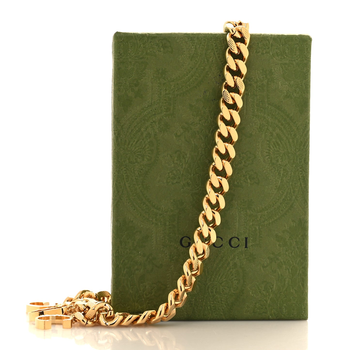 Metal Script Logo Interlocking Chain Necklace Gold