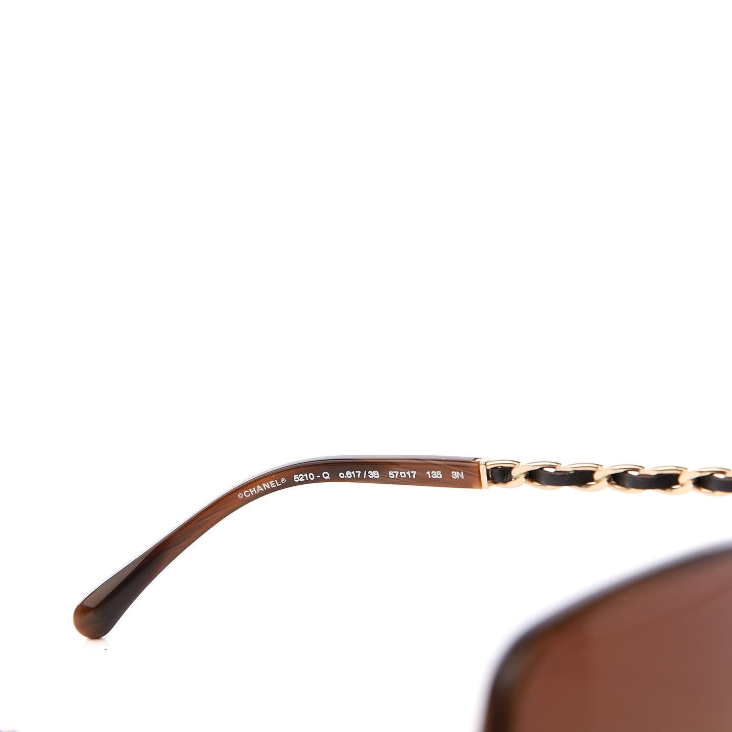Acetate Metal Lambskin Chain Square Sunglasses 5210-Q Brown