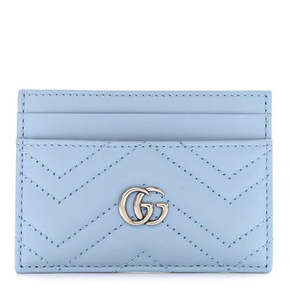 Gucci Calfskin Matelasse GG Marmont Card Holder Porcelain Light Blue 1 of 7