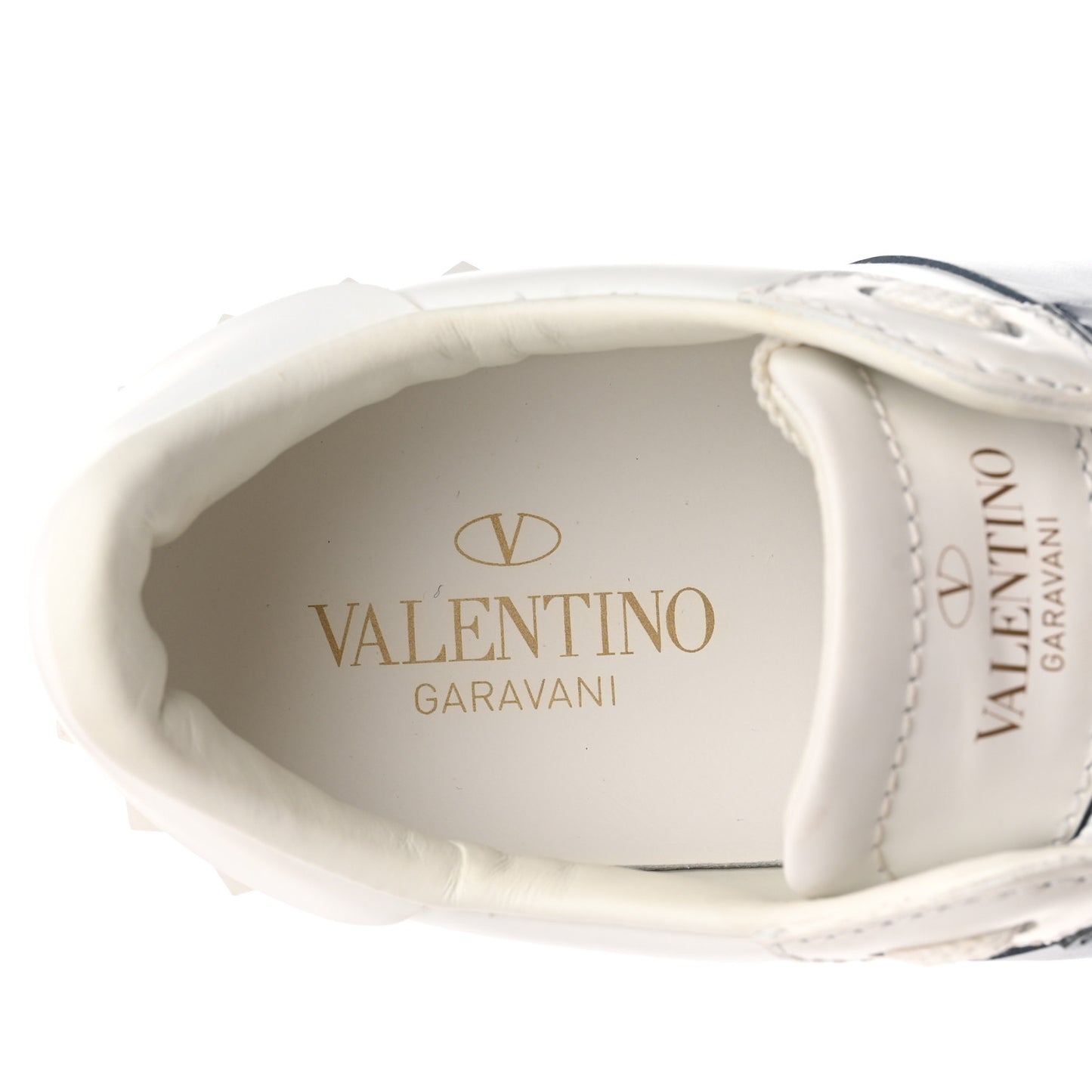 Calfskin Womens Rockstud Open Sneakers 36 White Niagara