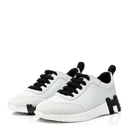 Hermes Goatskin Suede Goatskin Bouncing Sneakers 35.5 White Black 3 of 8