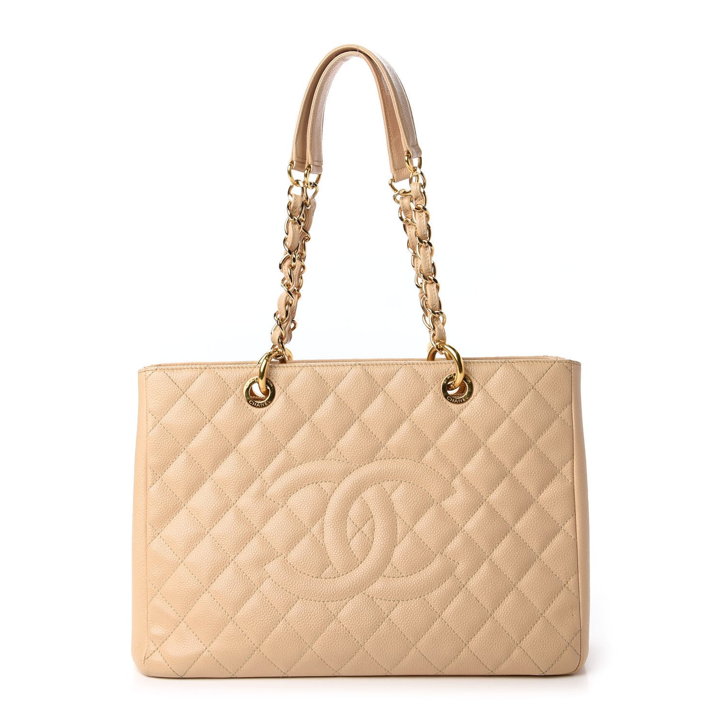 Caviar Quilted Grand Shopping Tote GST Beige Clair
