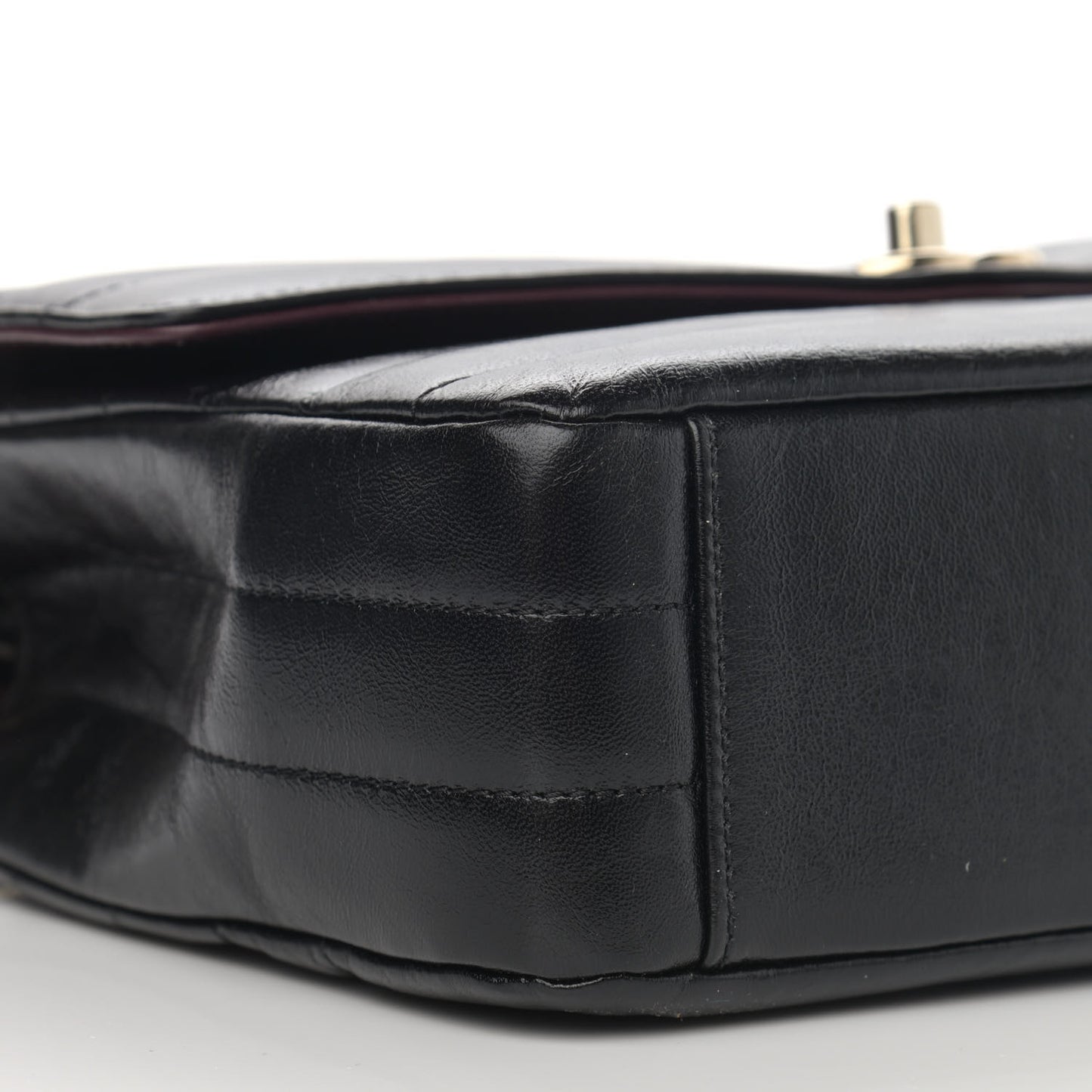 Shiny Lambskin Chevron Quilted Miroir Black