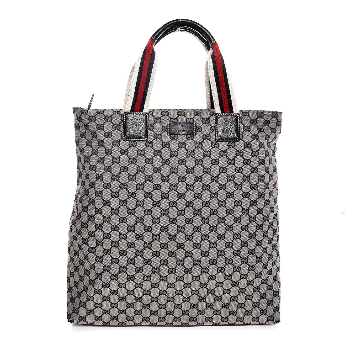 GG Monogram Large Web Handle Vertical Tote Dark Navy