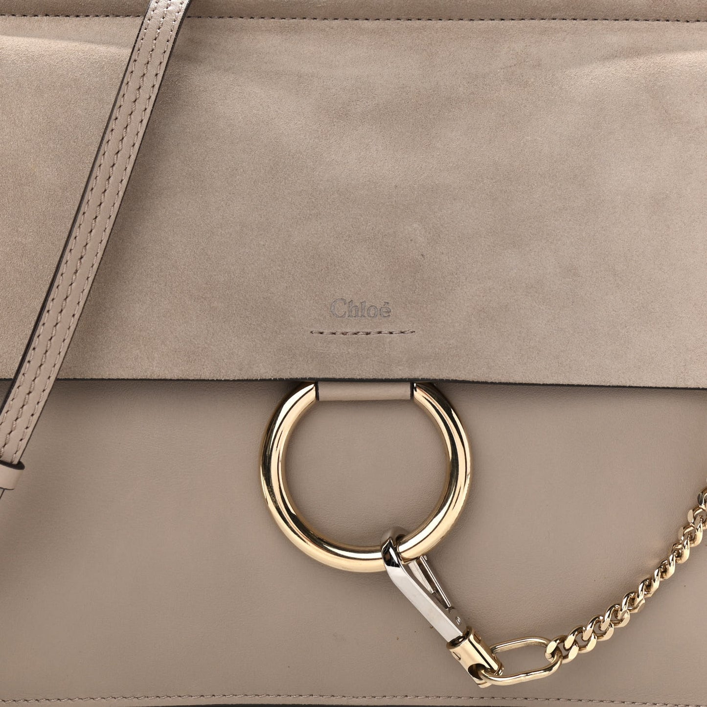 Calfskin Suede Medium Faye Shoulder Bag Motty Grey