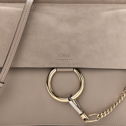 Chloe Calfskin Suede Medium Faye Shoulder Bag Motty Grey 10 of 10