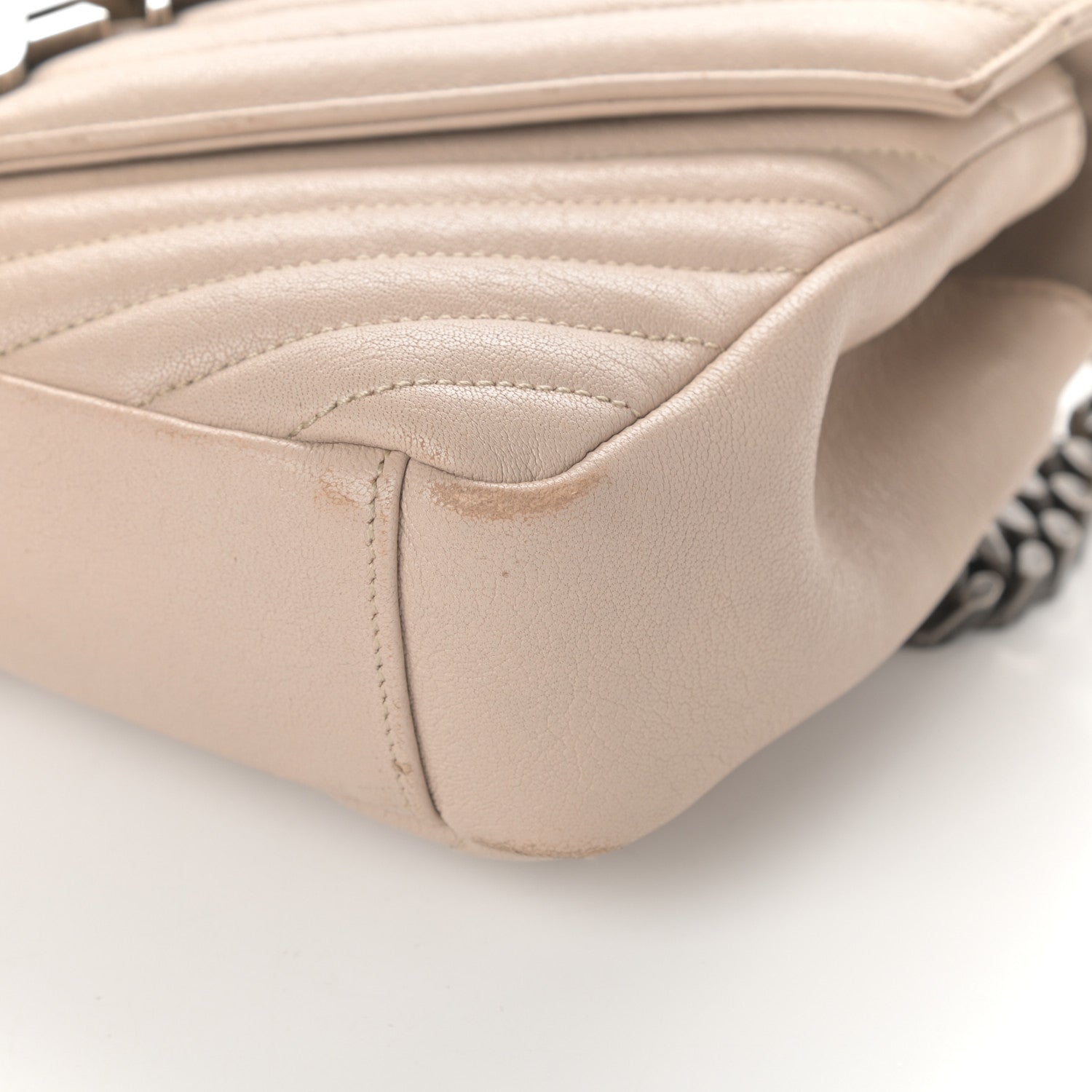 Saint Laurent Sheepskin Matelasse Chevron Monogram Medium College Bag Rose Antic 9 of 11