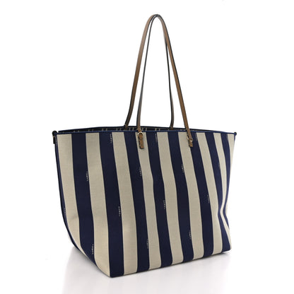 Fendi Pequin Vitello Reversible Large Shopping Tote Midnight Blue 3 of 11