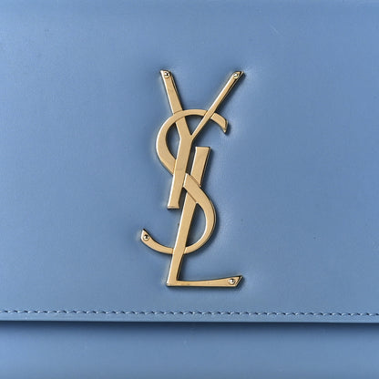 Saint Laurent Smooth Calfskin Classic Monogram Cassandre Clutch Blue Glacier 8 of 9