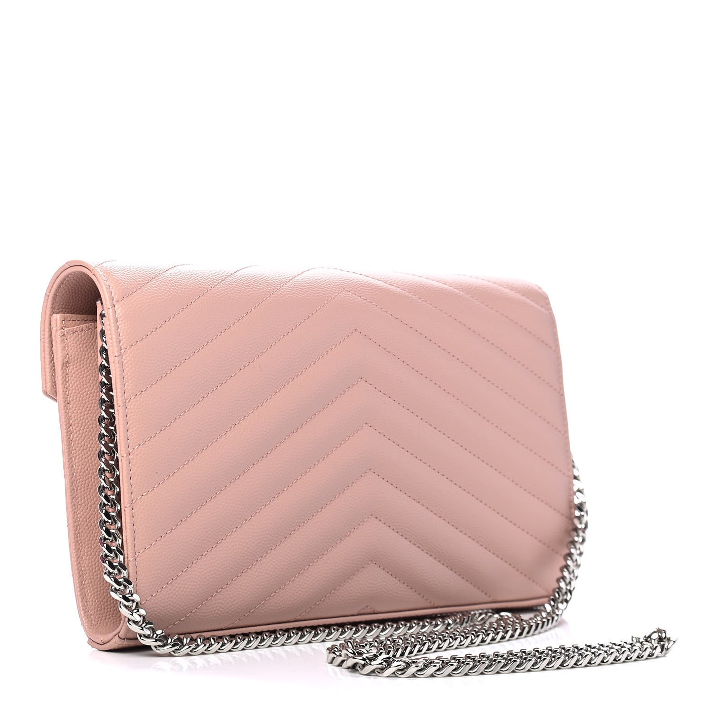 Grain De Poudre Matelasse Chevron Monogram Chain Wallet Pale Pink