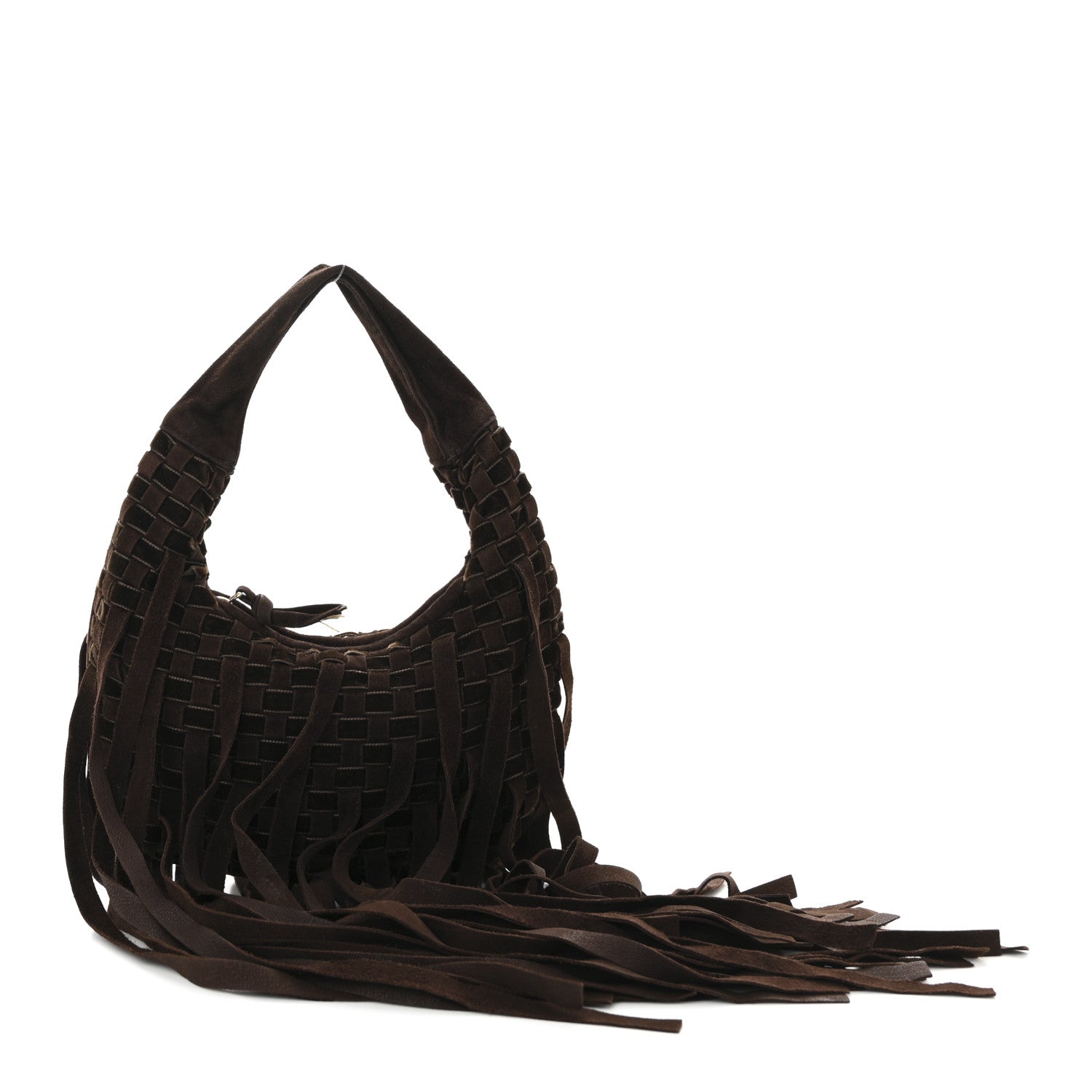 Bottega Veneta Suede Intrecciato Fringe Mini Hobo Ebano 1 of 11