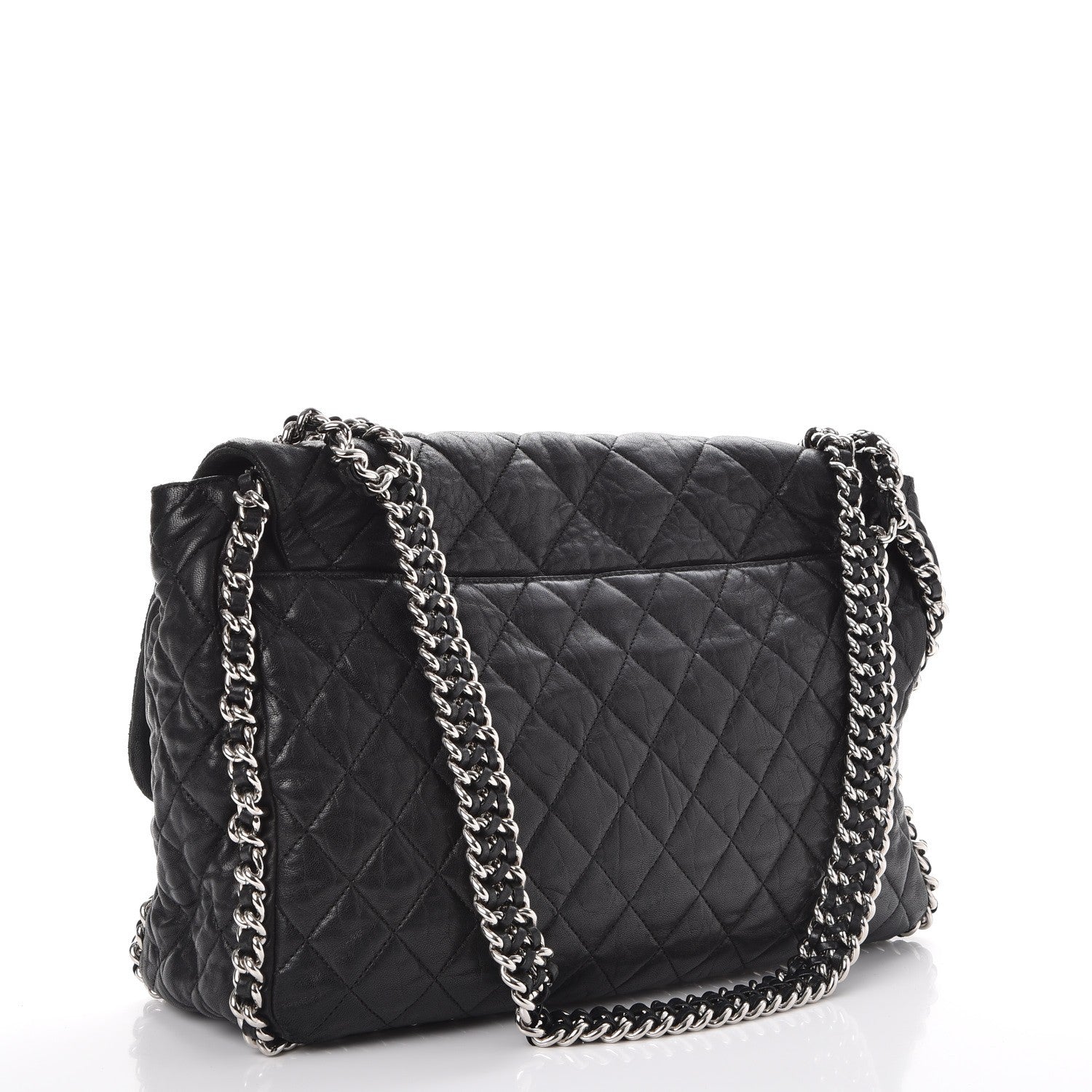 Chanel Washed Lambskin Quilted Maxi Chain Around Flap Black 3 of 8