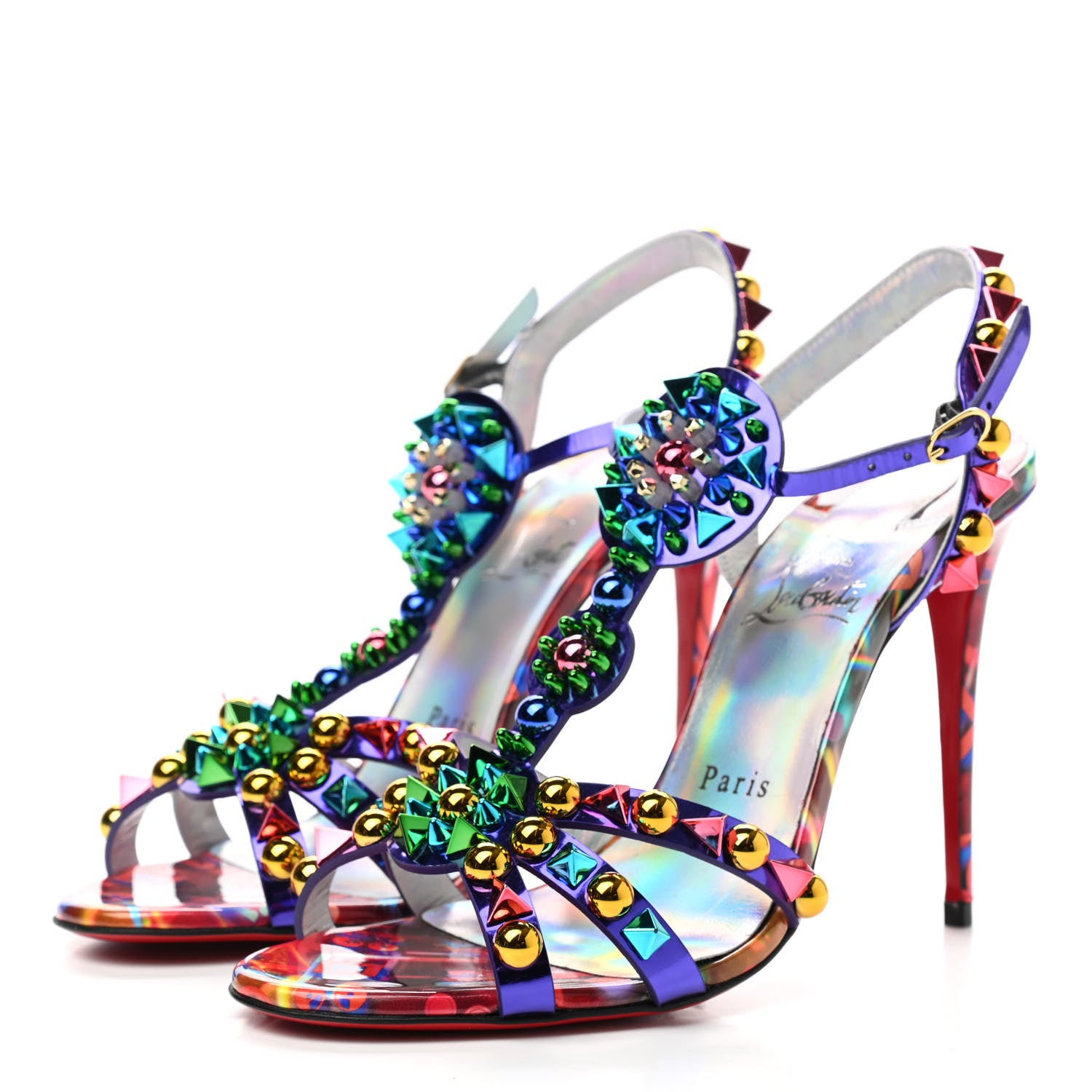 Christian Louboutin Patent Goldora 100 Sandals 38 Multi 3 of 7