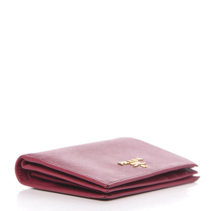 Prada Saffiano Metal Bi-Fold Wallet Ibisco 4 of 11