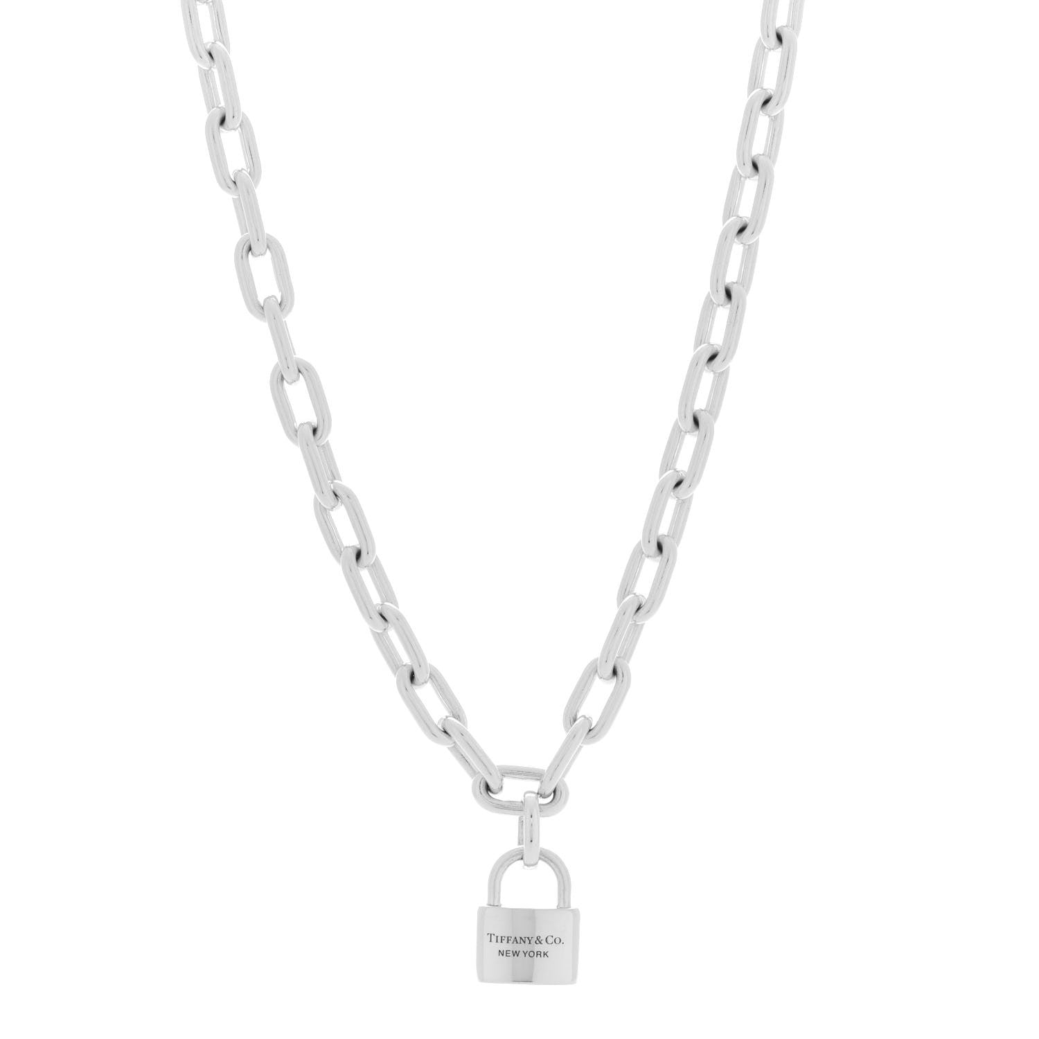 Tiffany Sterling Silver Pearl HardWear Lock Necklace 1 of 6