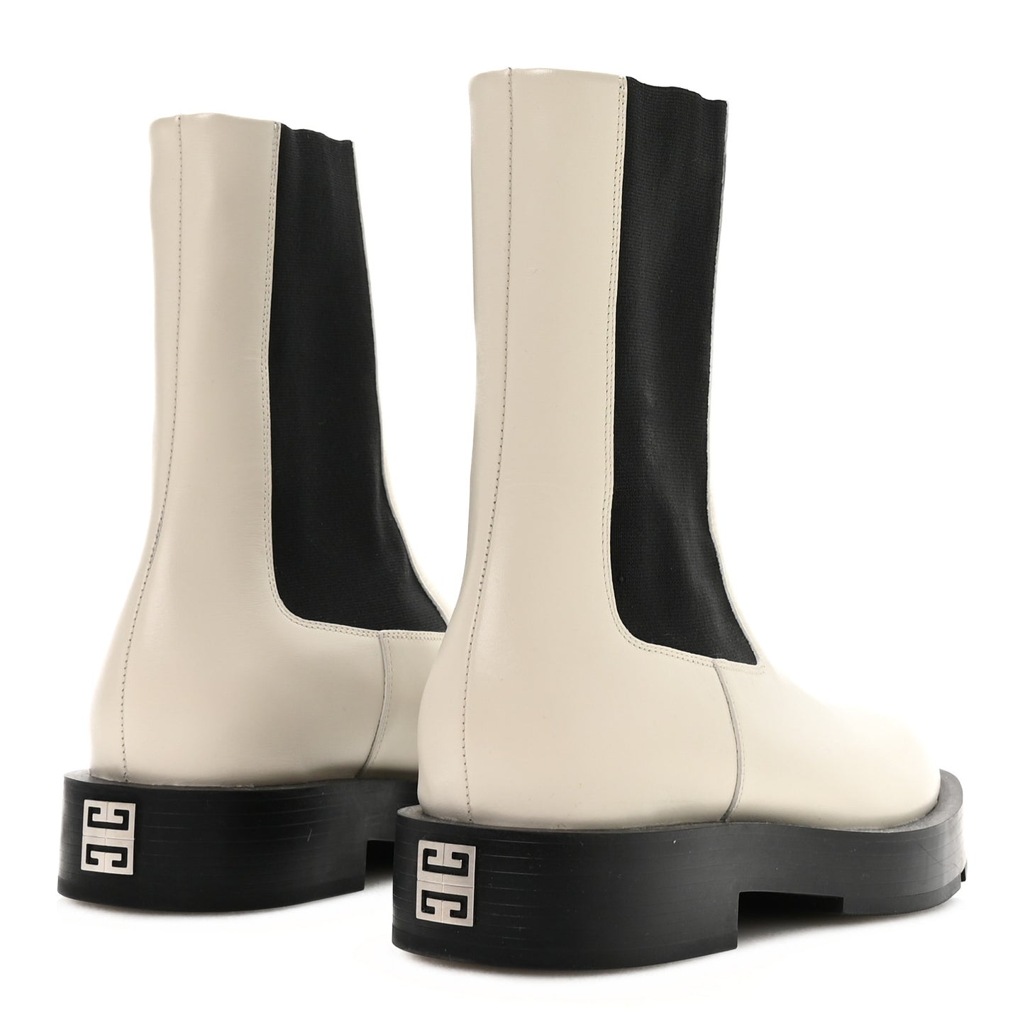 Calfskin Square Chelsea Boots 37 White Black