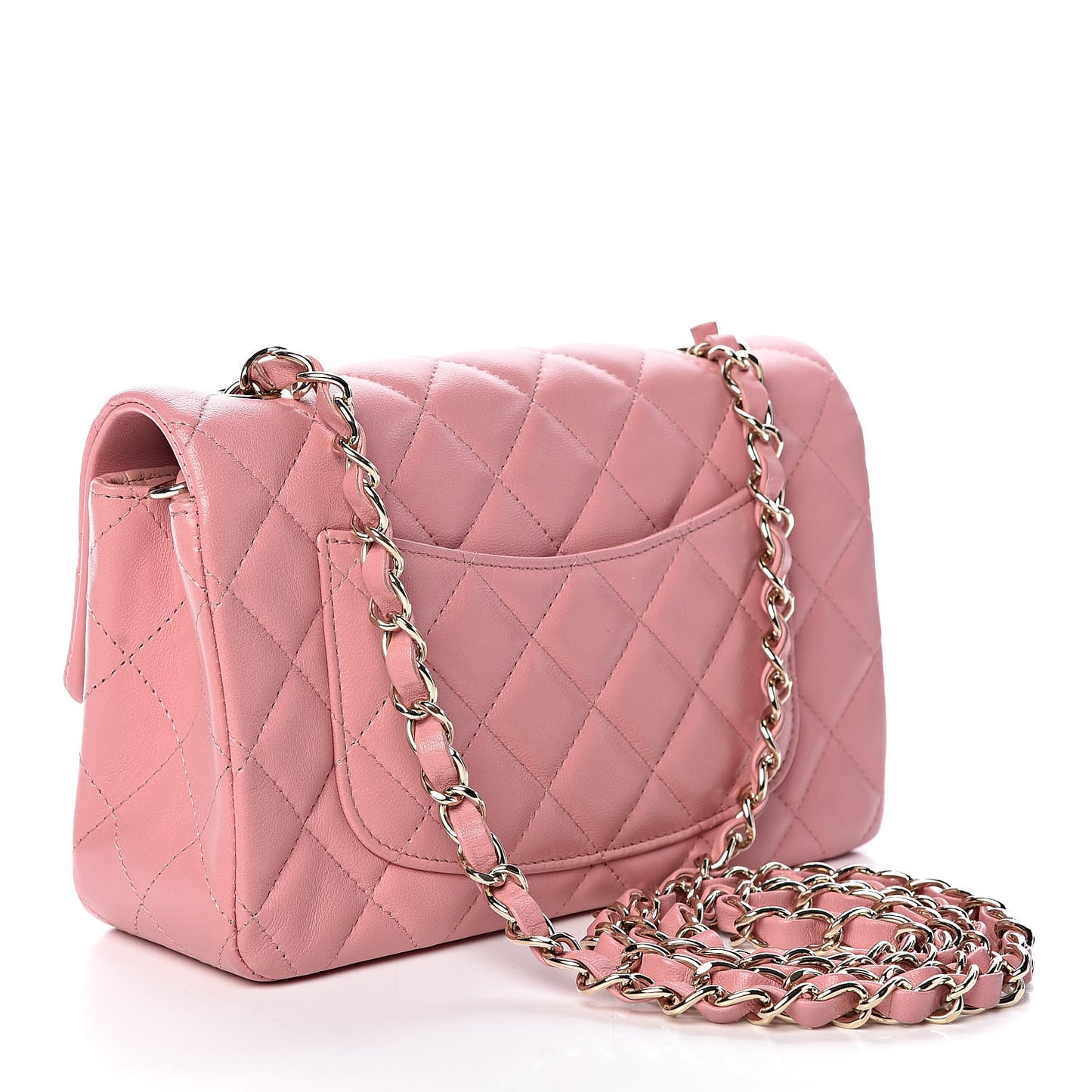 Lambskin Quilted Mini Rectangular Flap Pink