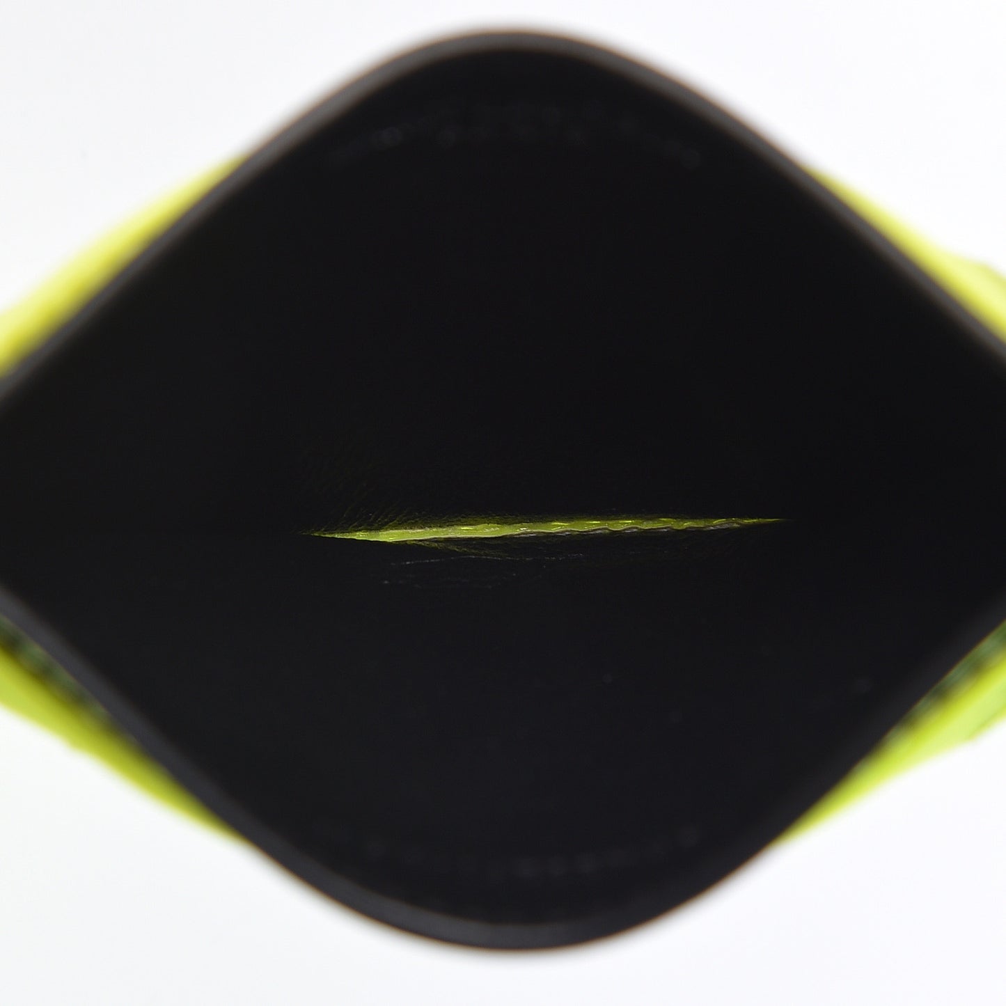 Patent Grain De Poudre Matelasse Chevron Monogram Credit Card Case Neon Yellow