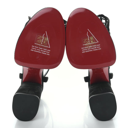 Christian Louboutin Velvet Kid Resille Deia Frou Alta Sandals 38 Black 5 of 7
