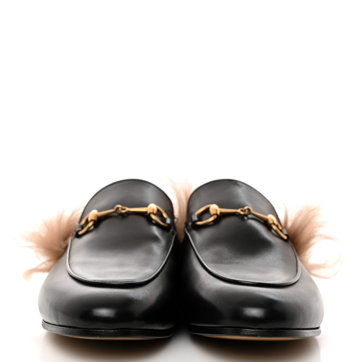 Calfskin Fur Womens Princetown Slippers 38 Black