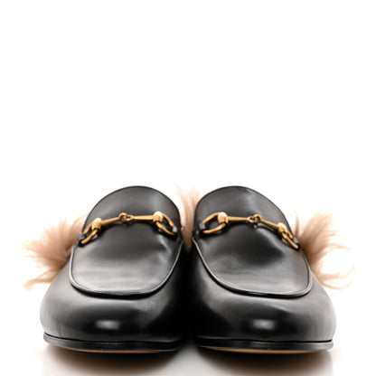 Gucci Calfskin Fur Womens Princetown Slippers 38 Black 2 of 8