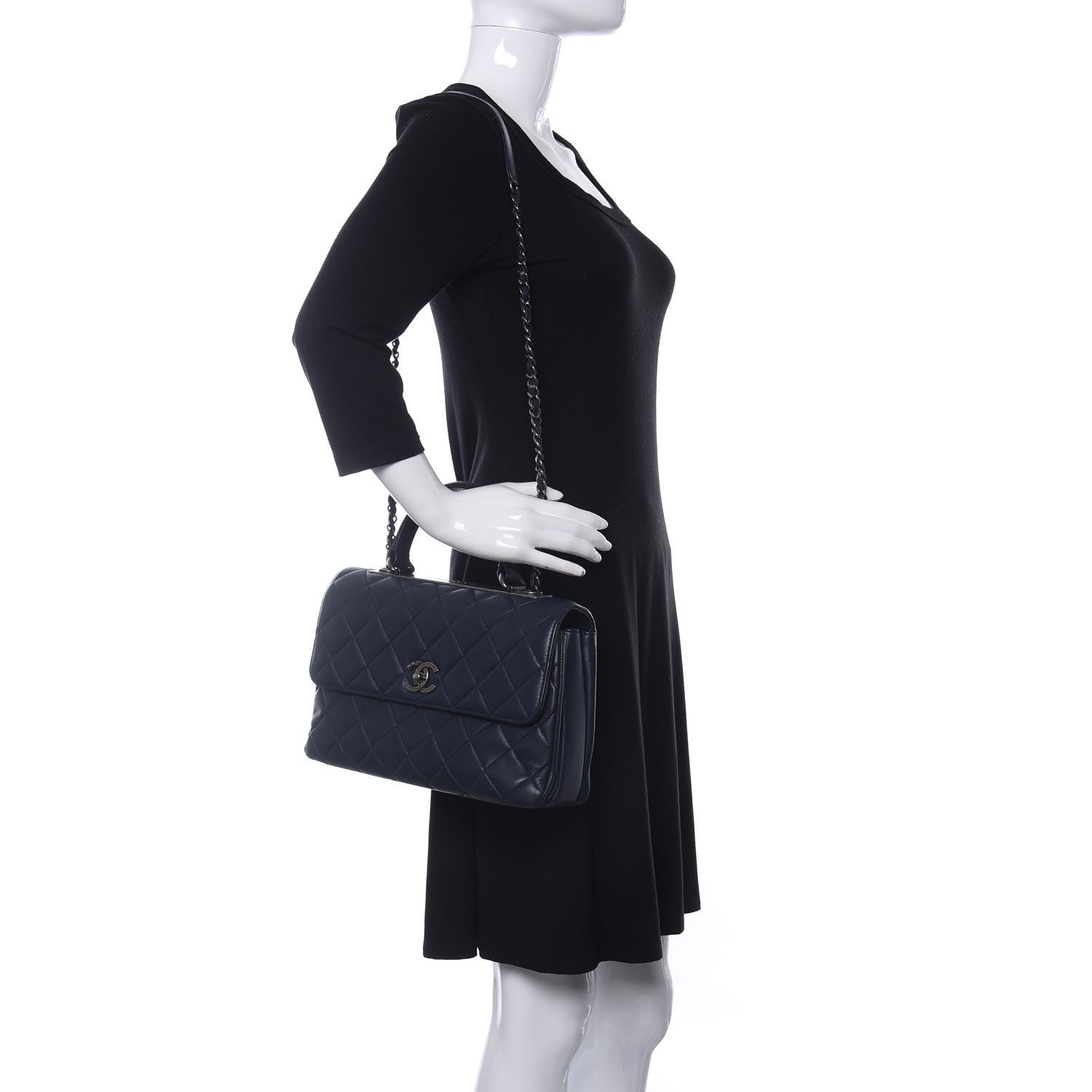 Chanel Lambskin Quilted Medium Trendy CC Flap Dual Handle Bag Navy Blue 2 of 10