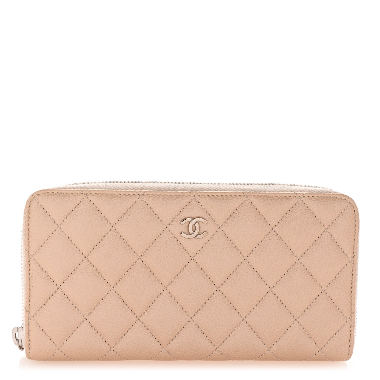 Chanel Iridescent Caviar Quilted Large Gusset Zip Around Wallet Beige 1 of 11