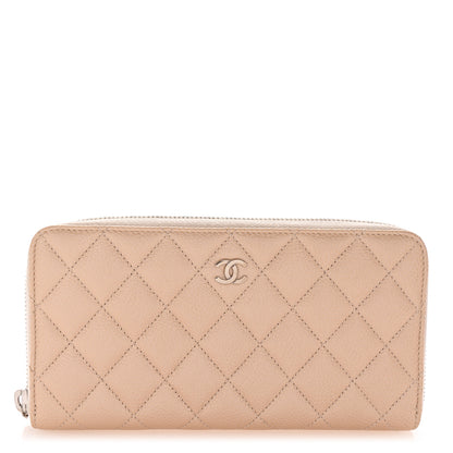 Chanel Iridescent Caviar Quilted Large Gusset Zip Around Wallet Beige 1 of 11