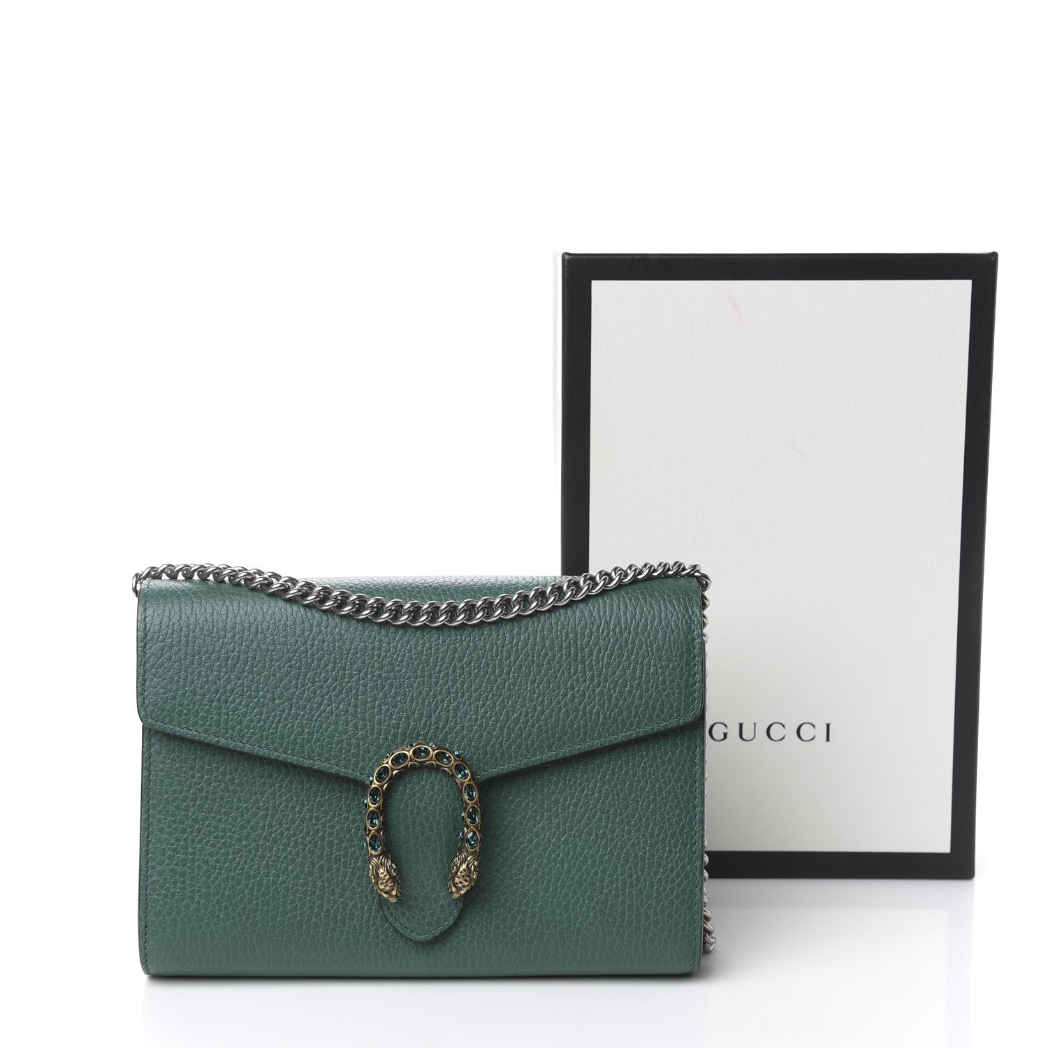 Gucci Calfskin Mini Dionysus Chain Wallet Emerald 10 of 10
