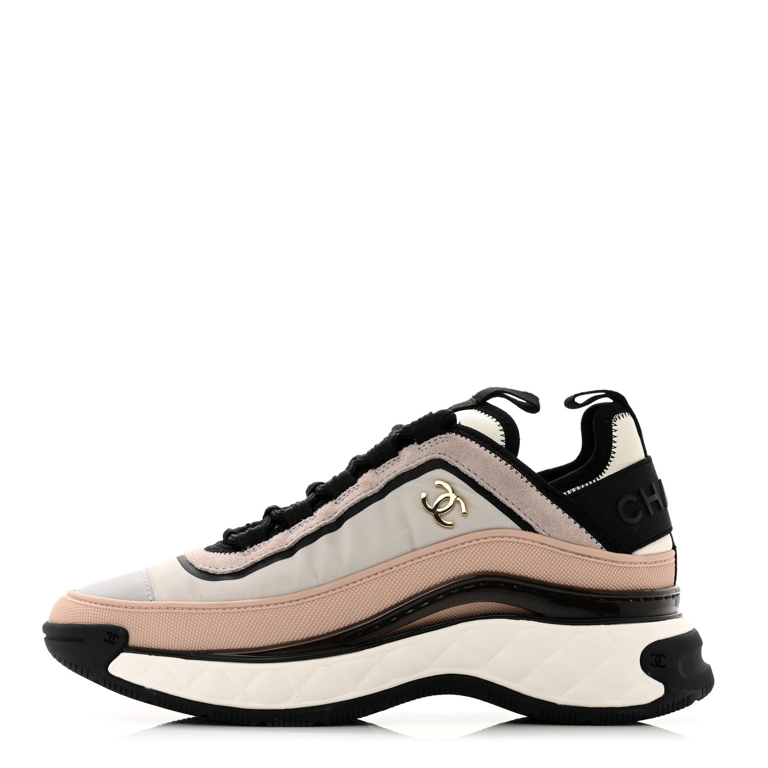 Chanel Suede Calfskin Mixed Fibers CC Sneakers 36 Pink Grey 1 of 8