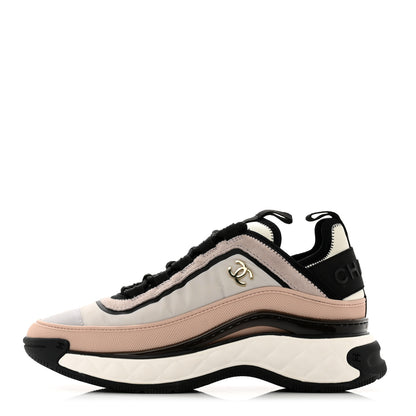 Chanel Suede Calfskin Mixed Fibers CC Sneakers 36 Pink Grey 1 of 8
