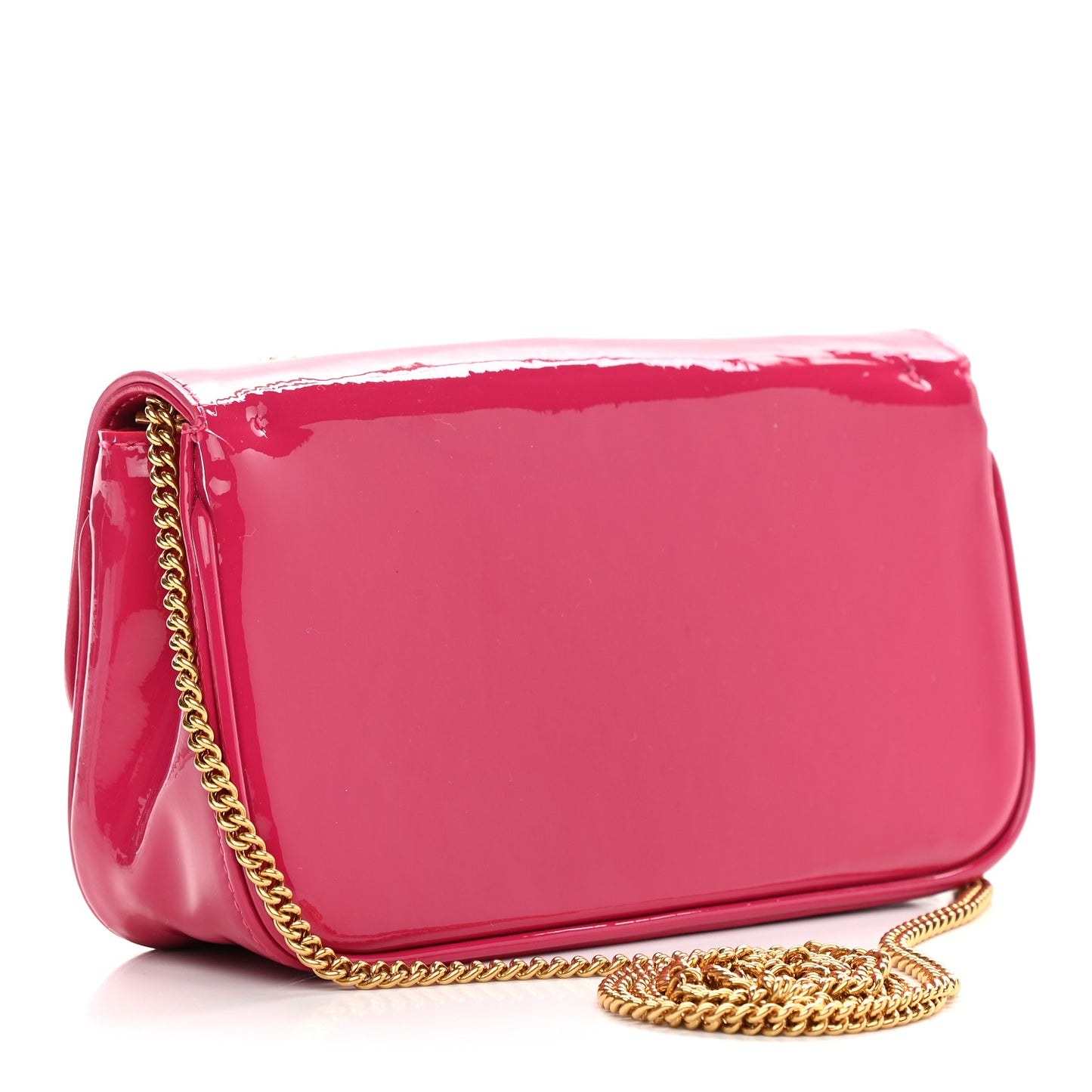 Patent Medusa Safety Pin Embellished Shoulder Bag Pink