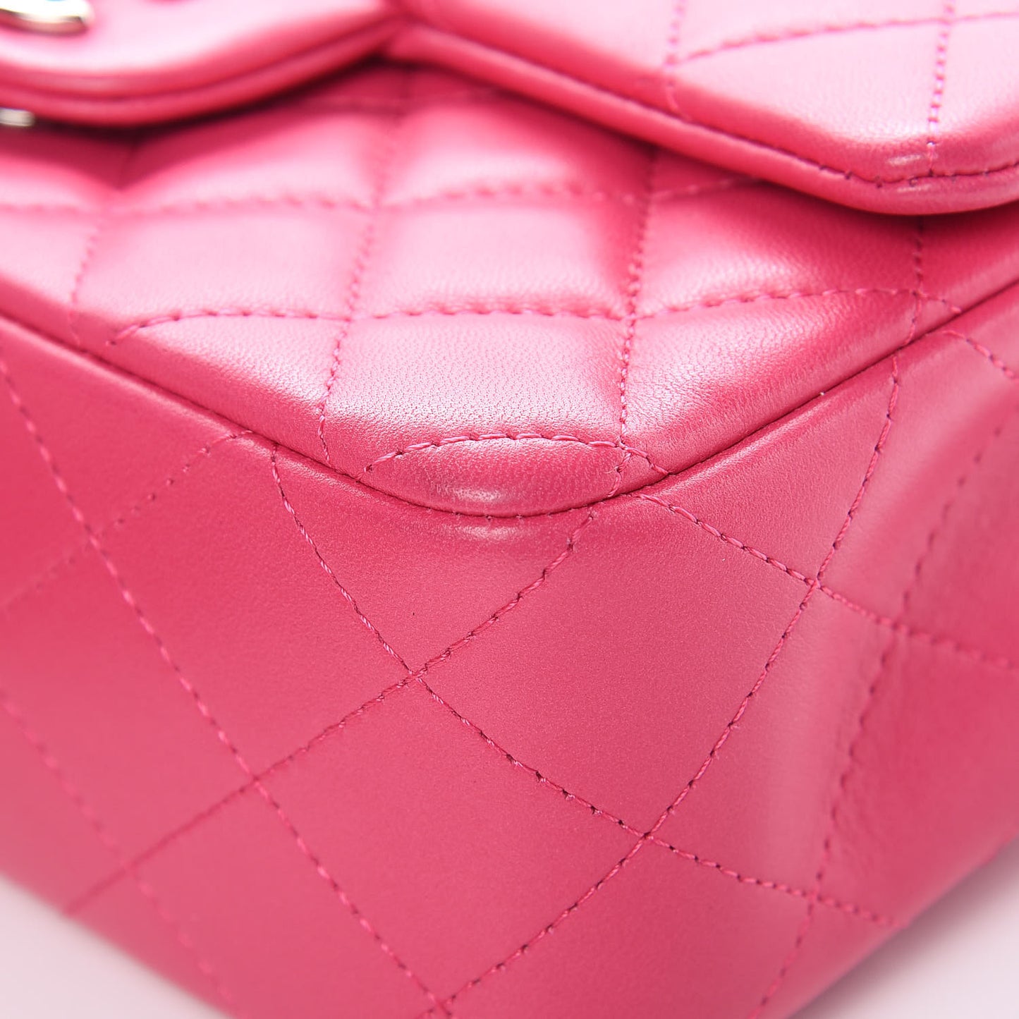 Lambskin Quilted Mini Rectangular Flap Dark Pink