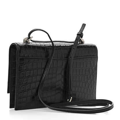 Saint Laurent Calfskin Crocodile Embossed Small Babylone Black 3 of 11