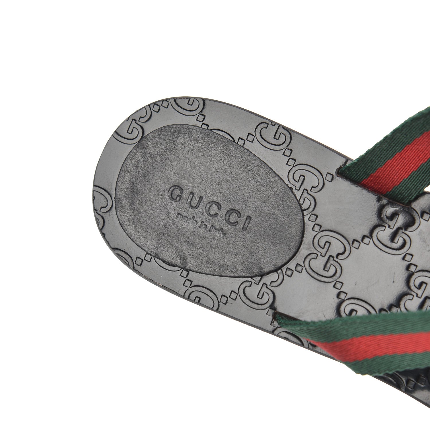 Gucci Nylon Guccissima Web Womens Thong Sandals 38.5 Green Red Black 7 of 16