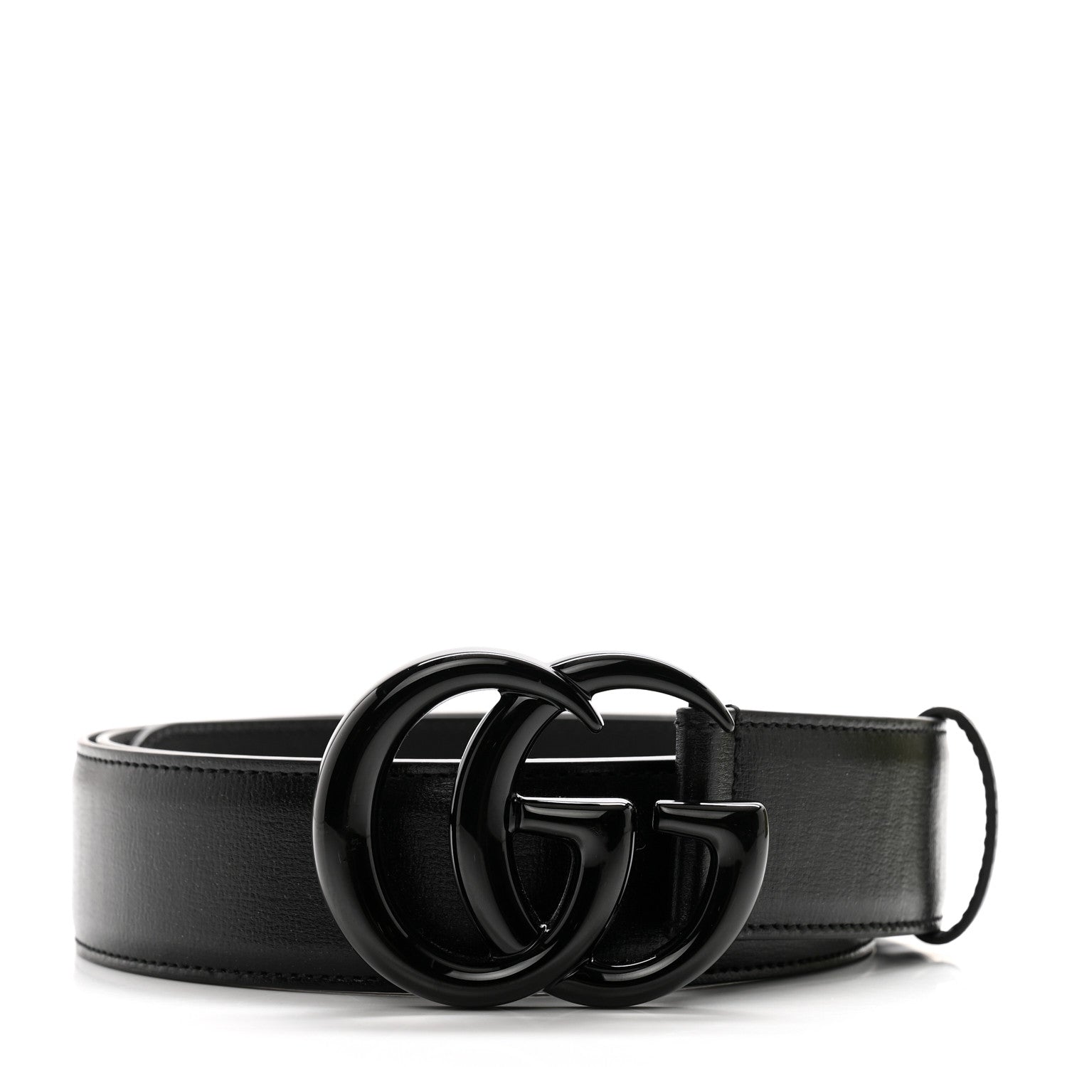 Gucci Azalea Calfskin Enamel Monochrome Double G 40mm Belt 110 44 Black 1 of 8