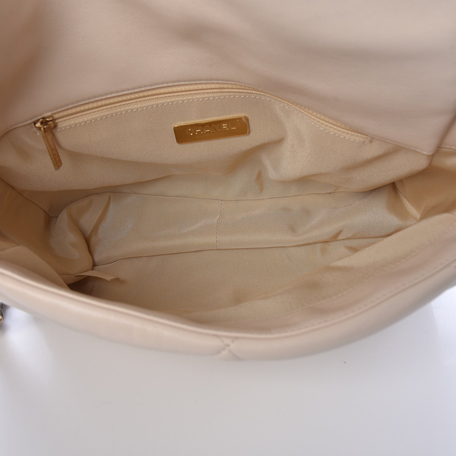 Chanel Lambskin Quilted Large 19 Flap Light Beige 7 of 11