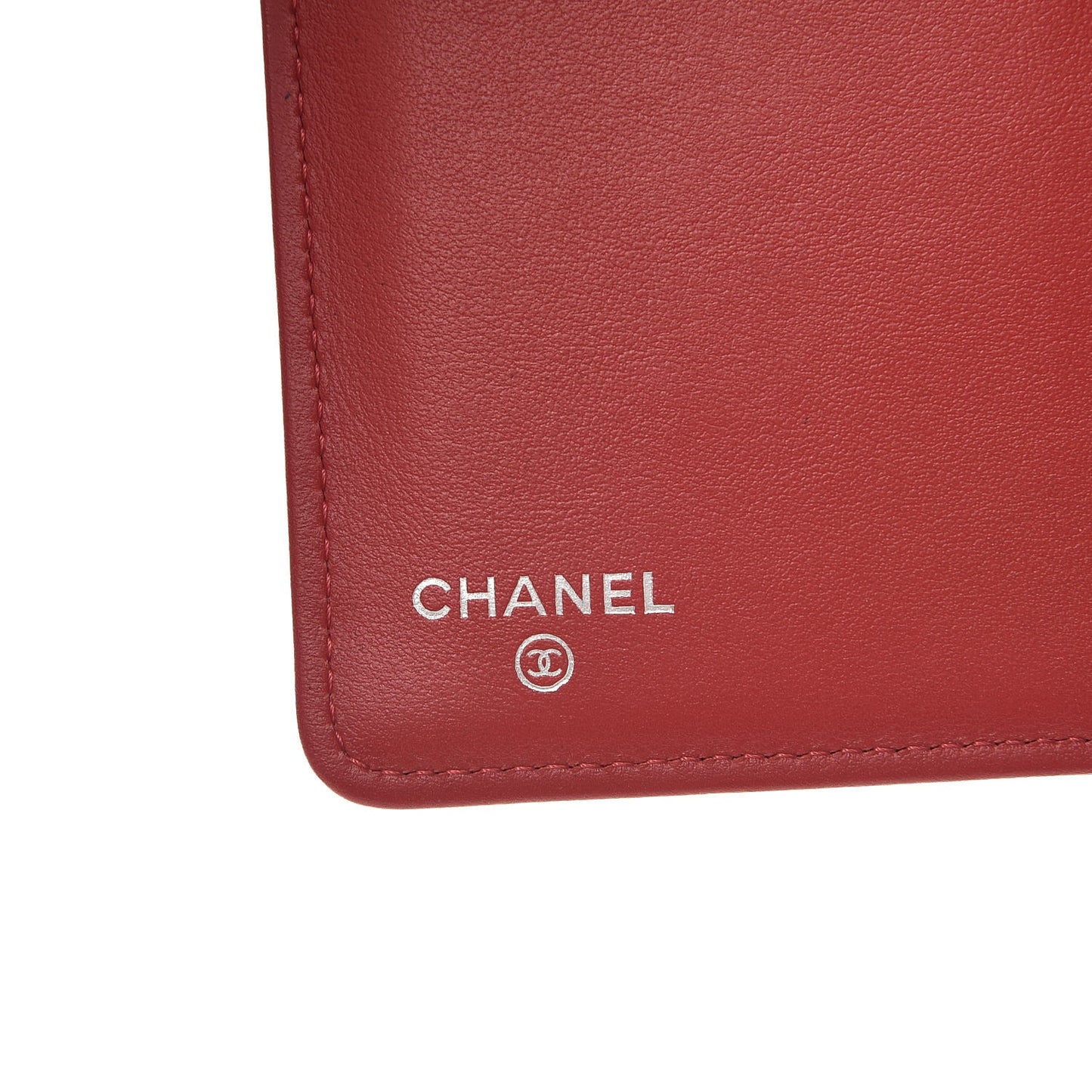 Calfskin Chevron Quilted Boy Yen Wallet Dark Red