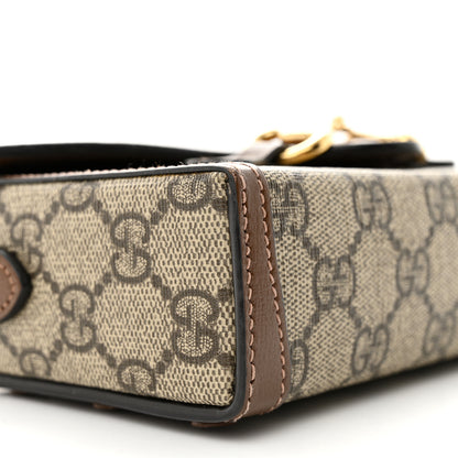 Gucci GG Supreme Monogram Mini Horsebit 1955 Shoulder Bag Beige Brown Sugar 9 of 14