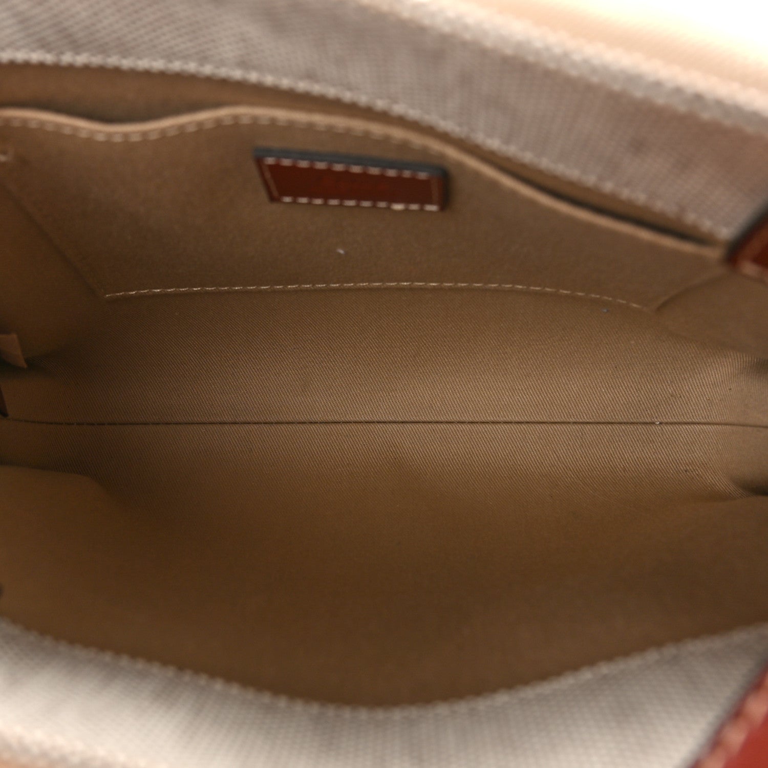 Chloe Cotton Calfskin Small Woody Ribbon Tote With Strap White Brown 5 of 8