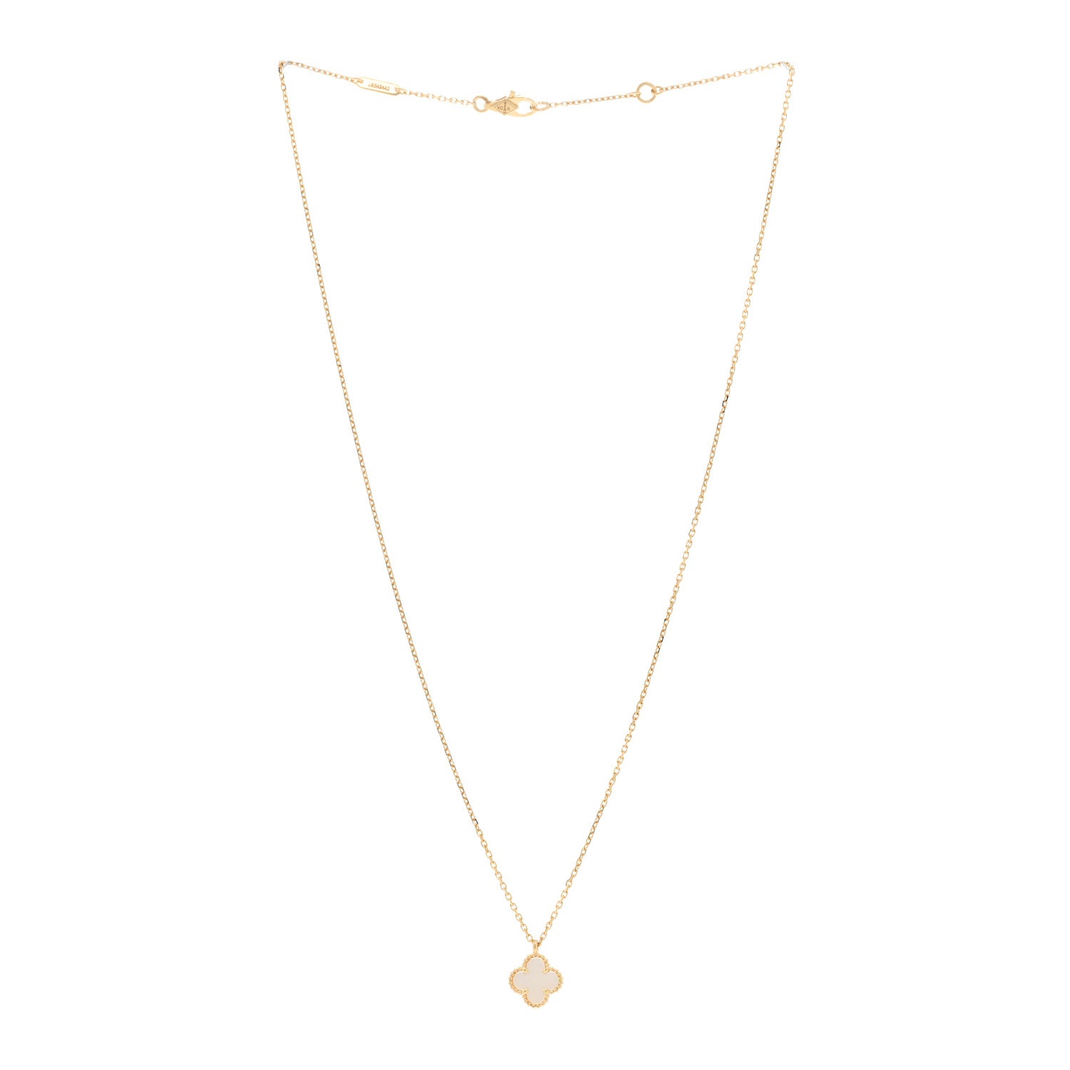 Van Cleef & Arpels 18K Yellow Gold Mother of Pearl Sweet Alhambra Pendant Necklace 3 of 5