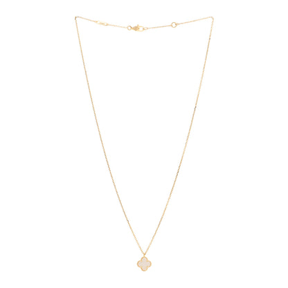 Van Cleef & Arpels 18K Yellow Gold Mother of Pearl Sweet Alhambra Pendant Necklace 3 of 5