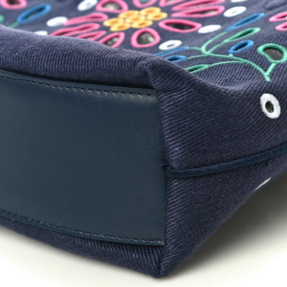 Chloe Linen Calfskin Large Kamilla North-South Tote Navy Multicolor 9 of 9