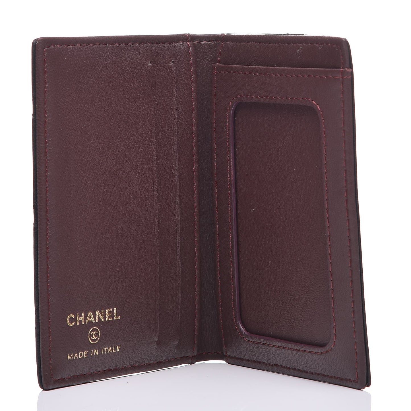 Lambskin Quilted Card Holder Wallet Black