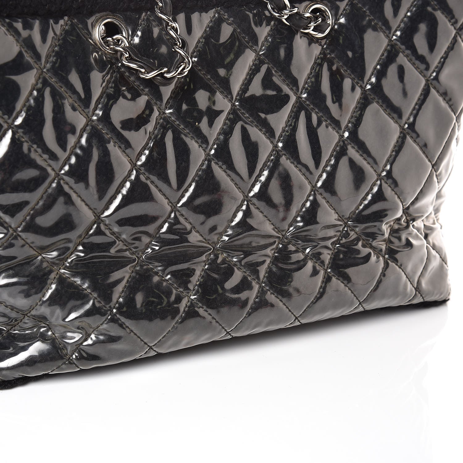 Chanel Vinyl Quilted Funny Tweed Tote Black 9 of 9