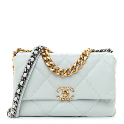 Chanel Lambskin Quilted Large Chanel 19 Flap Light Blue 1 of 10