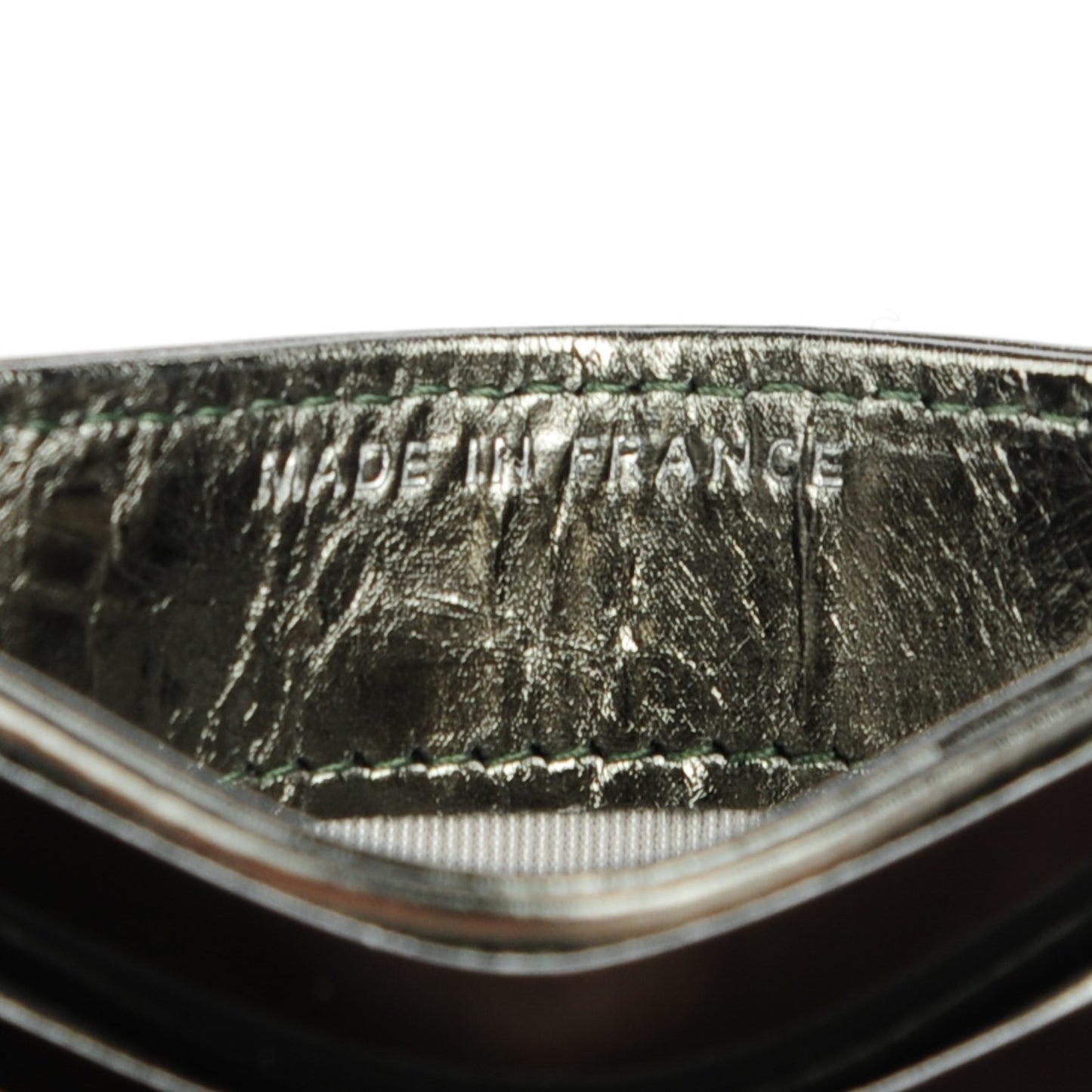 Metallic Aged Calfskin Quilted Reissue Card Holder Dark Green